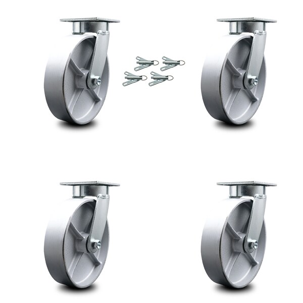 8 Inch Kingpinless Semi Steel Wheel Swivel Caster Set with Swivel Lock SCC